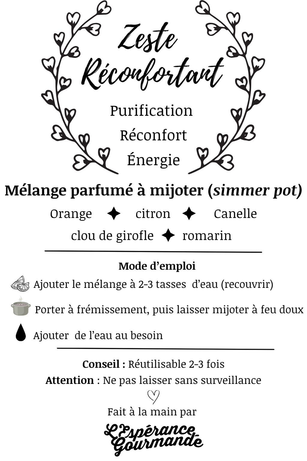 Zeste réconfortant Simmer Pot - Mélange parfumé à mijoter